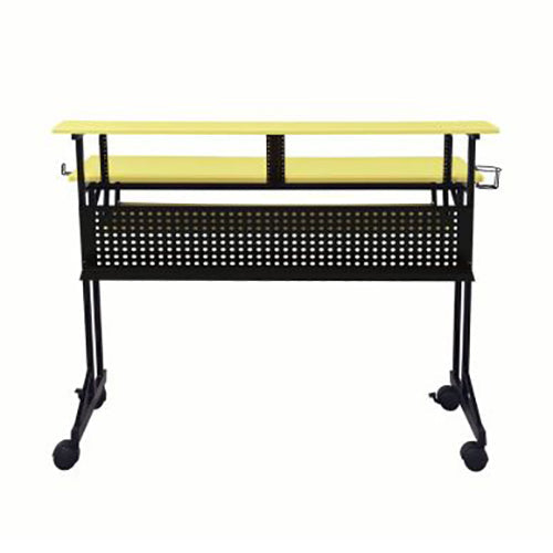 Wooden Computer Desk with Keyboard Tray, Yellow & Black