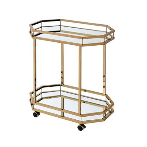 Rolling Dining Serving Cart, Champagne & Mirror