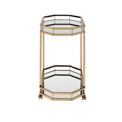 Rolling Dining Serving Cart, Champagne & Mirror