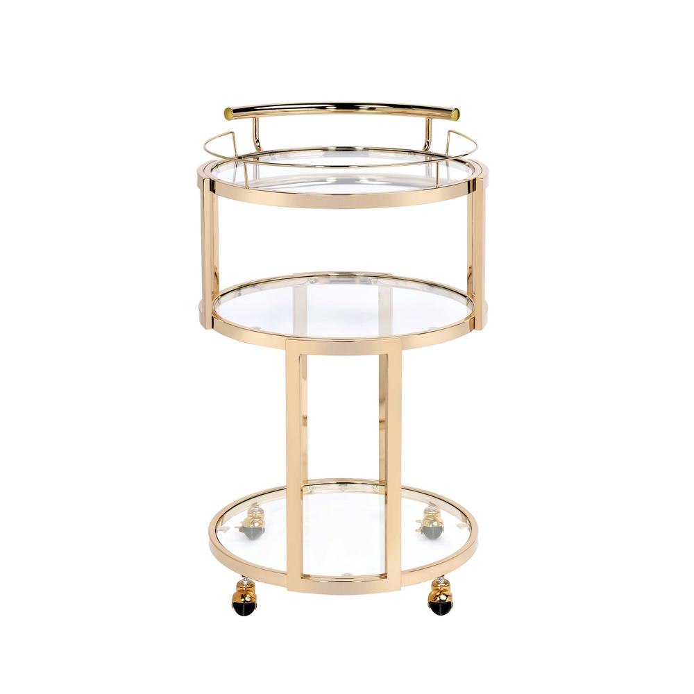 Glass Dining Serving Cart, Gold & Clear Glass