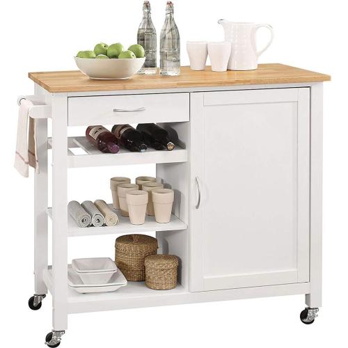 Kitchen Cart Cabinet , Natural & White