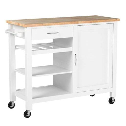 Kitchen Cart Cabinet , Natural & White