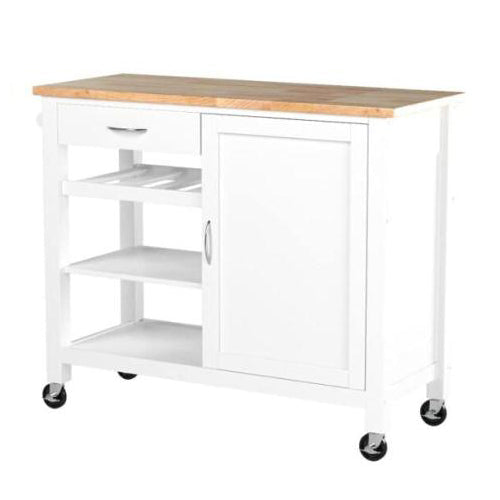 Kitchen Cart Cabinet , Natural & White