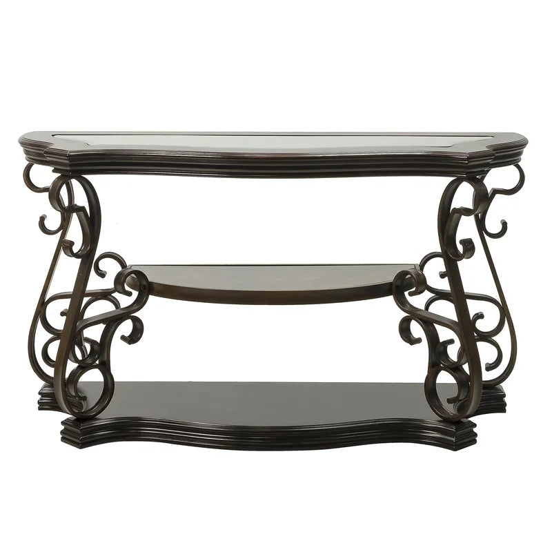 Glass Sofa Table, Powder Coat Finish Metal Legs