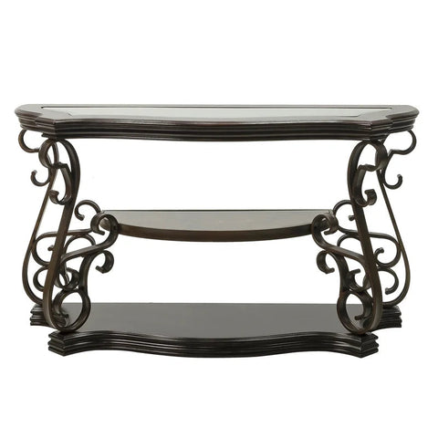 Glass Sofa Table, Powder Coat Finish Metal Legs