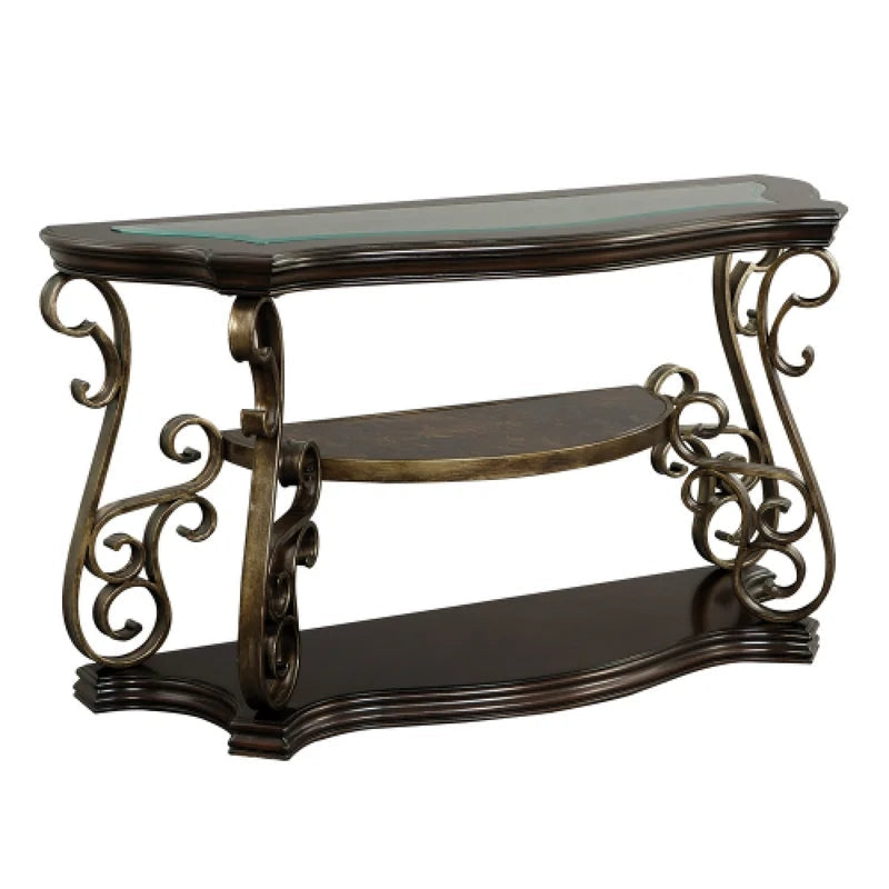 Glass Sofa Table, Powder Coat Finish Metal Legs