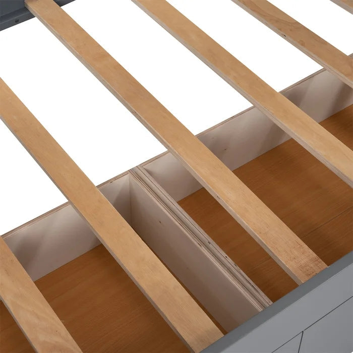 Twin Size Bunk Bed with a Loft Bed attached, with Two Drawers, Gray