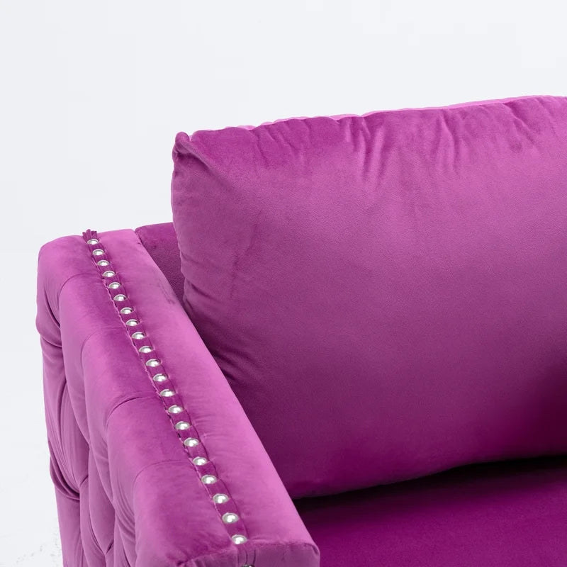 Modern Tufted Armchair Velvet Lounge Sofa Chair, Purple