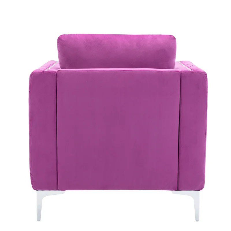 Modern Tufted Armchair Velvet Lounge Sofa Chair, Purple