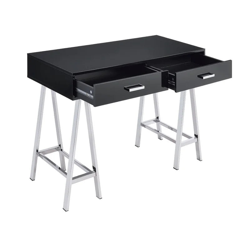 Writing Desk, Black High Gloss & Chrome Finish