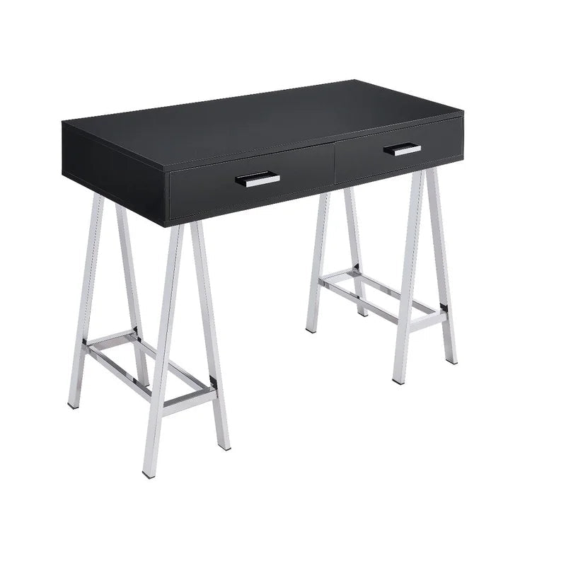 Writing Desk, Black High Gloss & Chrome Finish