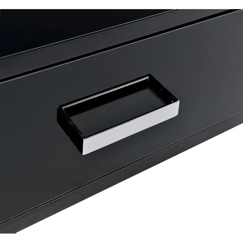 Writing Desk, Black High Gloss & Chrome Finish