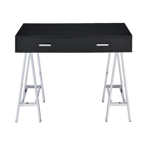 Writing Desk, Black High Gloss & Chrome Finish