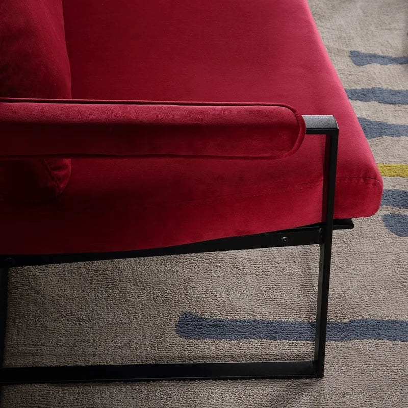 Double Sofa Chair Square Arm Loveseat, Red