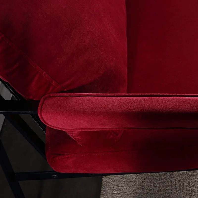 Double Sofa Chair Square Arm Loveseat, Red