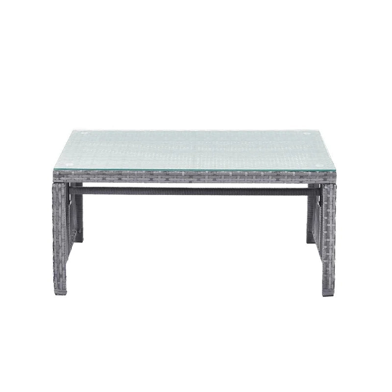 4pcs Outdoor Furniture Rattan Chair & Table Patio Set, Gray