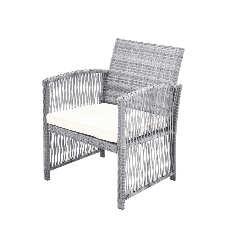 4pcs Outdoor Furniture Rattan Chair & Table Patio Set, Gray