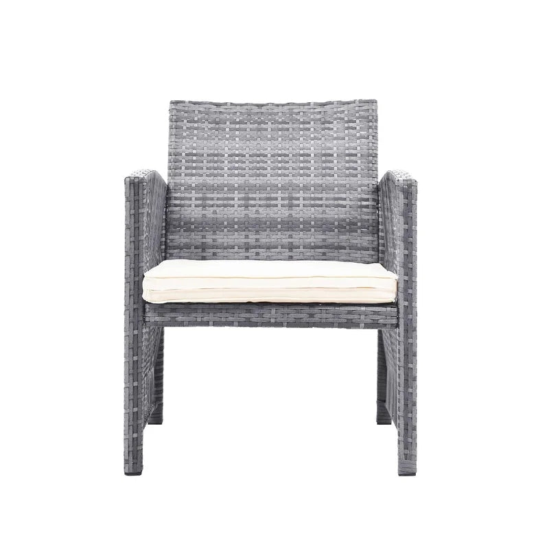 4pcs Outdoor Furniture Rattan Chair & Table Patio Set, Gray