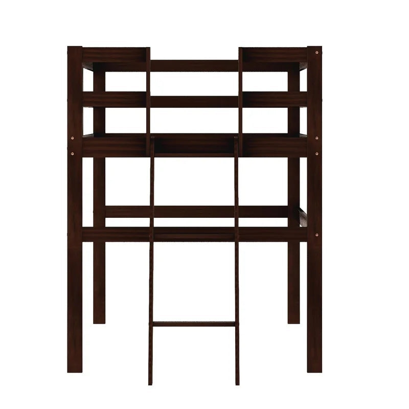 Twin Size Low Loft Bed with Ladder, Espresso