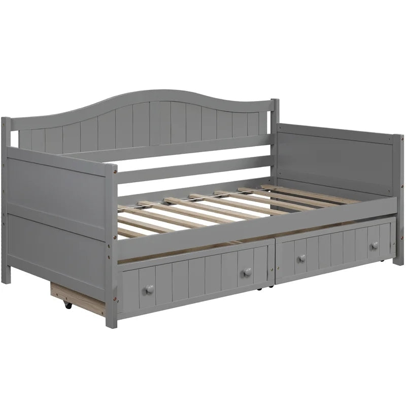 Twin Wooden Daybed Sofa Bed, Gray