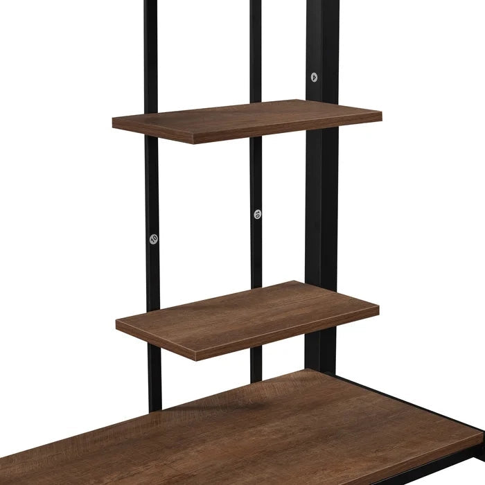 Twin Loft Bed with Built-in-Desk & Shelf and 2 Ladder, Black