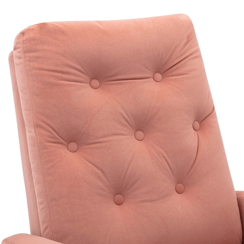 Tufted Velvet Armchair High Back Rocking Sofa Chair, Pink