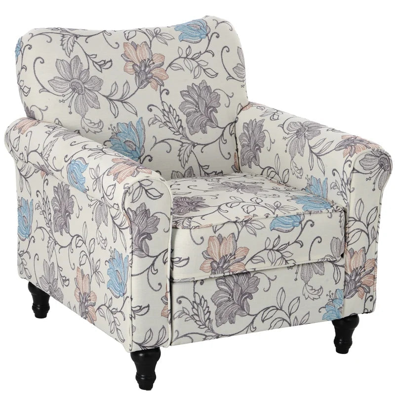 Modern Sofa Chair Upholstered Armchair, Flower