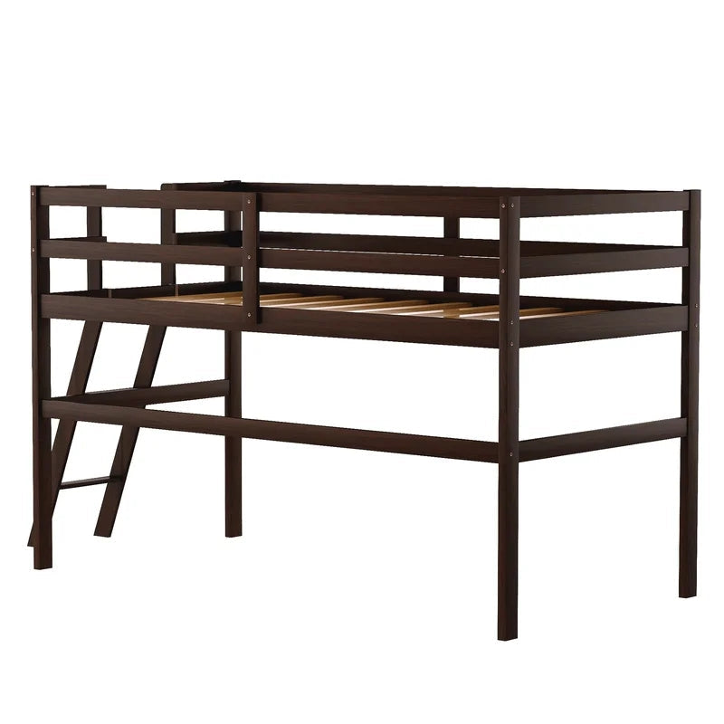 Twin Size Low Loft Bed with Ladder, Espresso