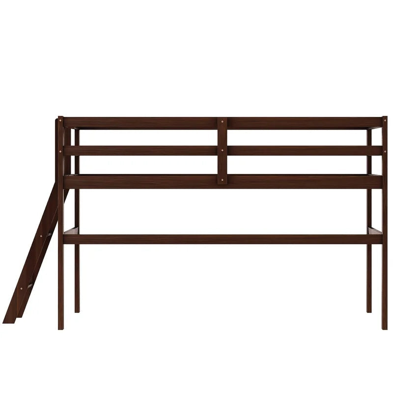Twin Size Low Loft Bed with Ladder, Espresso