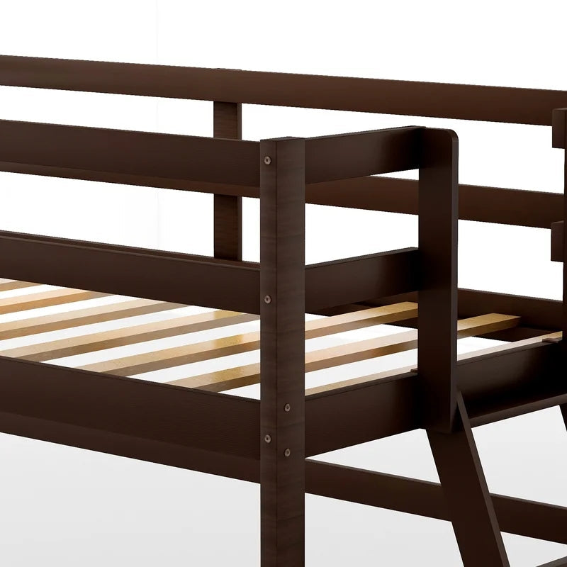 Twin Size Low Loft Bed with Ladder, Espresso