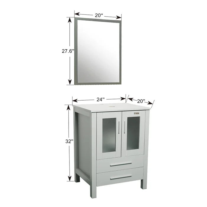 Bathroom Vanity Cabinet with Mirror, Gray