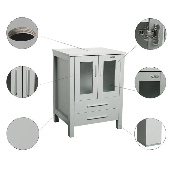 Bathroom Vanity Cabinet with Mirror, Gray