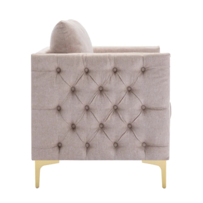Modern Armchair Tufted Button Sofa Chair, Tan