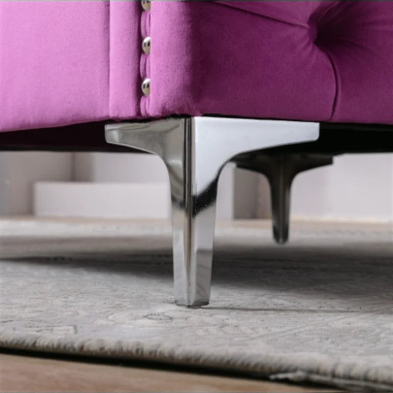 Modern Tufted Armchair Velvet Lounge Sofa Chair, Purple
