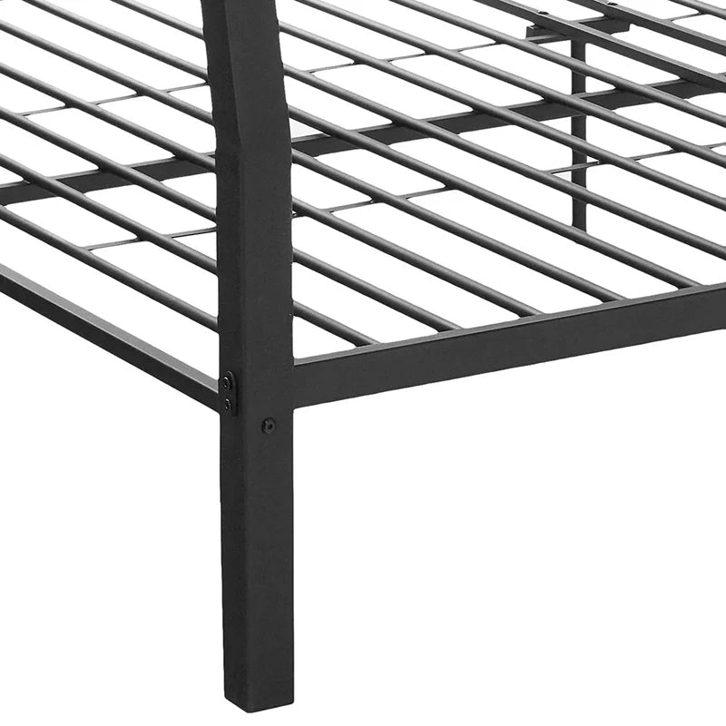 Metal Twin Over Queen Bunk Bed with 2 Ladders, Black