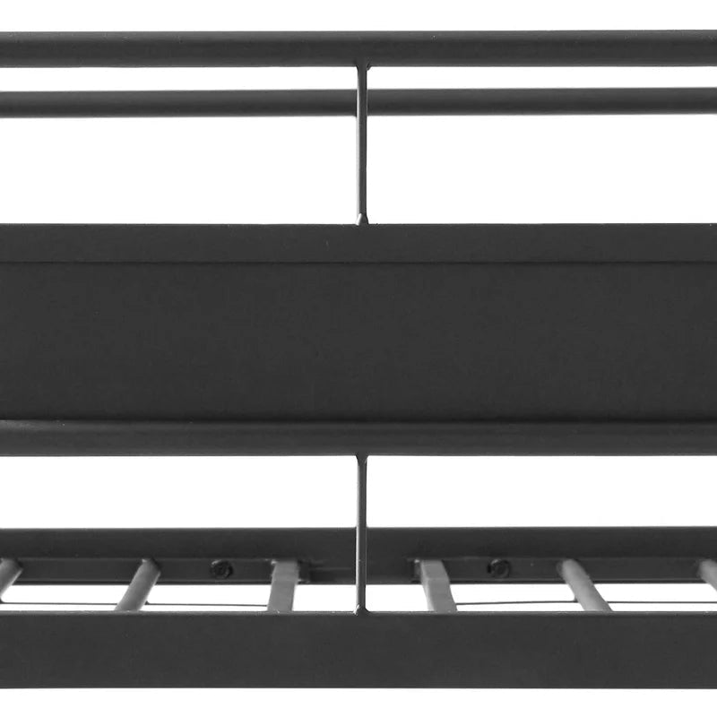 Metal Twin Over Queen Bunk Bed with 2 Ladders, Black