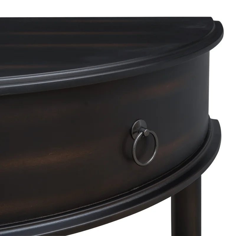 48 Inches Retro Curved Console Table Half Moon Entry Desk, Black
