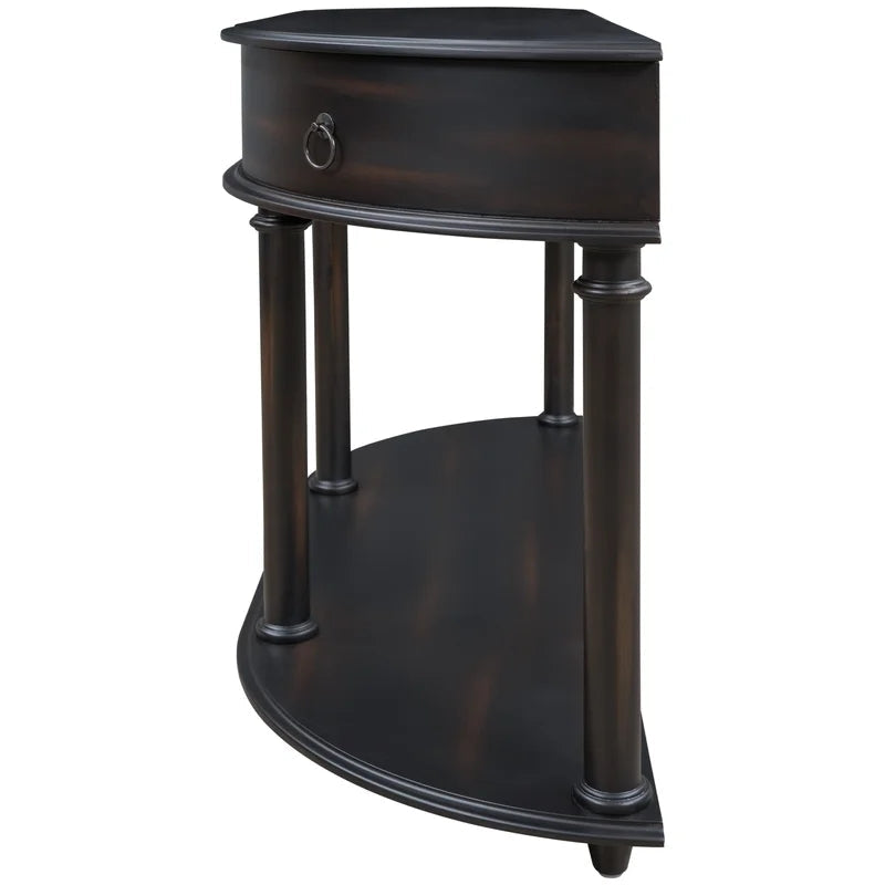 48 Inches Retro Curved Console Table Half Moon Entry Desk, Black