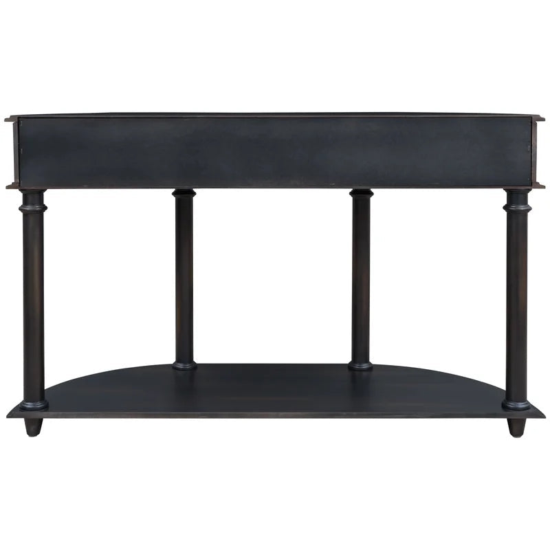 48 Inches Retro Curved Console Table Half Moon Entry Desk, Black