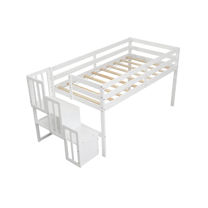 Twin Solid Wood Platform Loft Bed, White