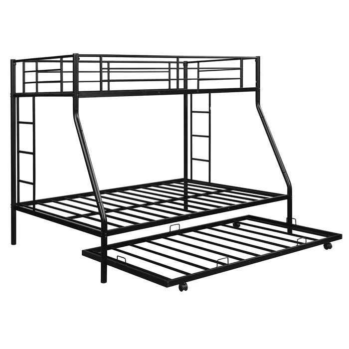Twin Over Full Standard Bunk Bed with Trundle, Black