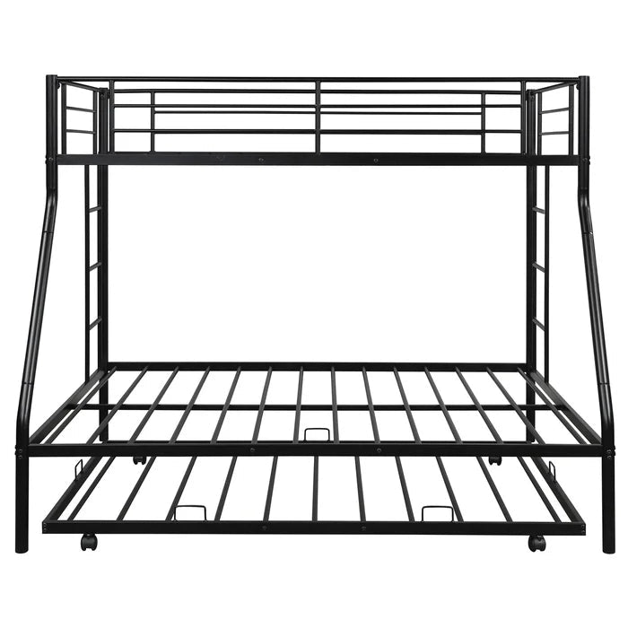 Twin Over Full Standard Bunk Bed with Trundle, Black
