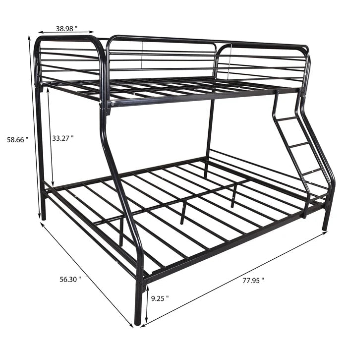 Heavy Duty Twin-Over-Full Metal Bunk Bed, Black