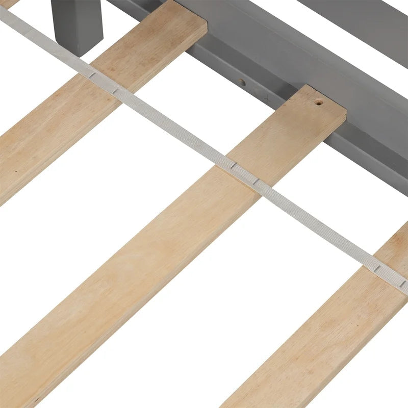 Twin over Twin L-shaped Bunk Bed with Desk, Gray