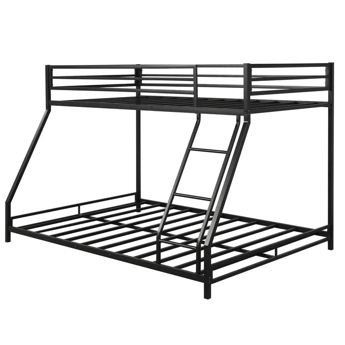 Heavy Duty Twin-Over-Full Metal Bunk Bed, Black