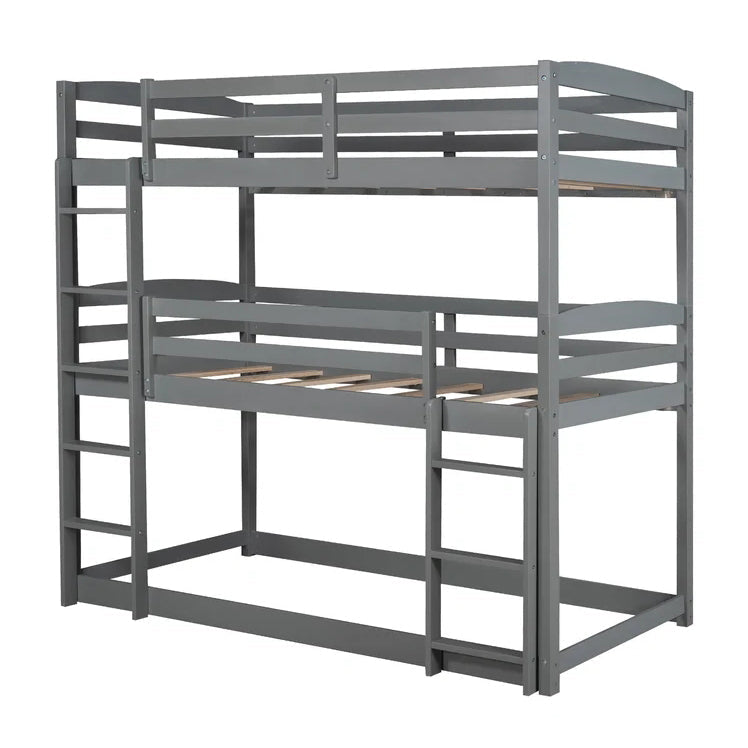 Twin over Twin over Twin Triple Bunk Bed, Gray