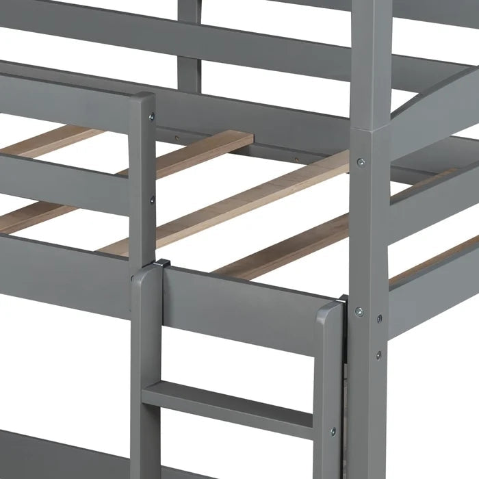 Twin over Twin over Twin Triple Bunk Bed, Gray