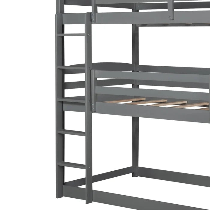Twin over Twin over Twin Triple Bunk Bed, Gray