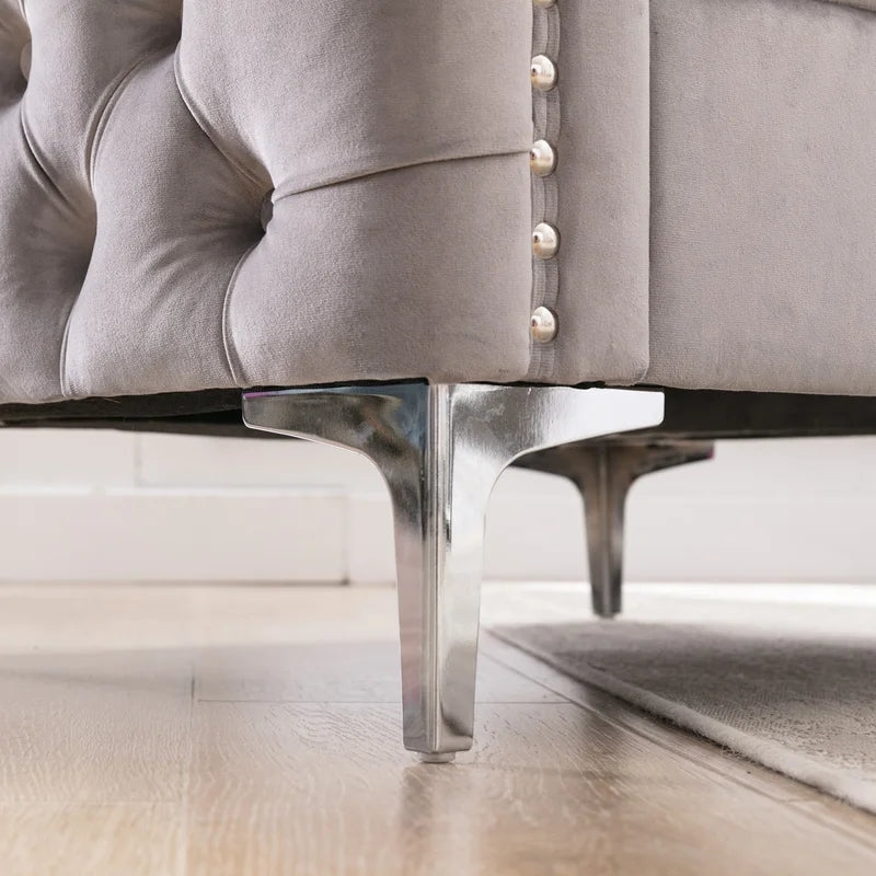 Modern Tufted Velvet Armchair Sofa Chair, Gray