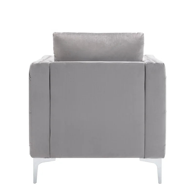 Modern Tufted Velvet Armchair Sofa Chair, Gray